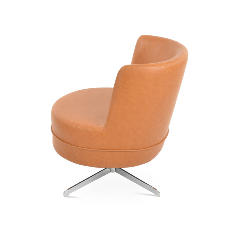 Hilton 4 Star Swivel Lounge Chair, Caramel Faux Leather