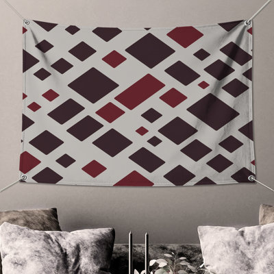 Red White Diamonds Wall Tapestry - Geometric Wall Decor