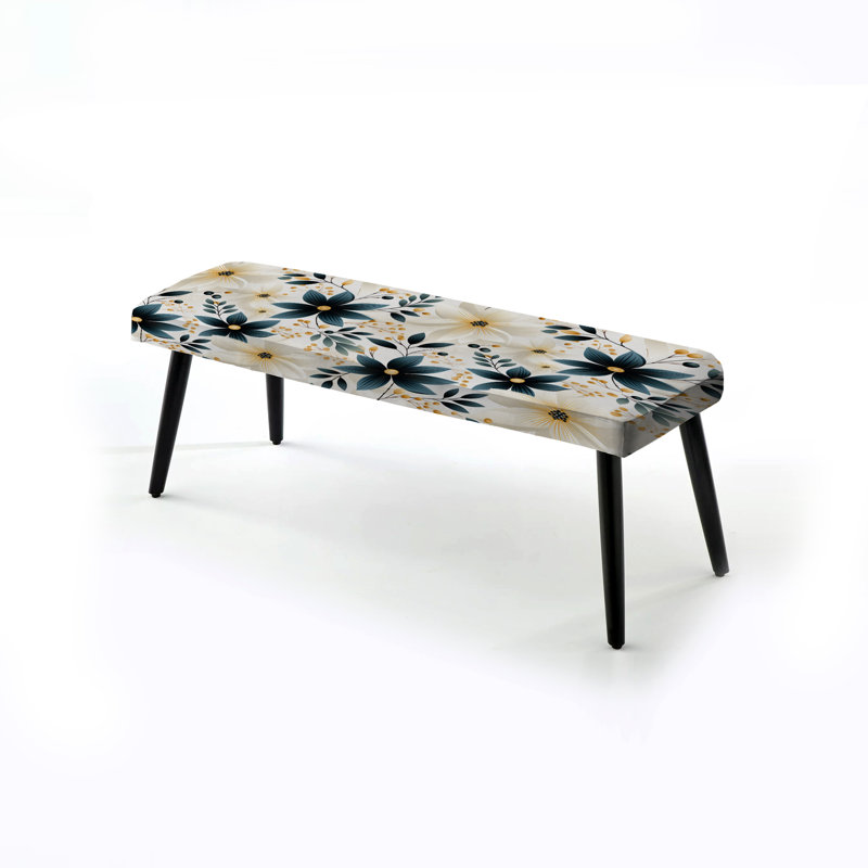 Banc rembourré ivoire ivoire à motif floral ivoire