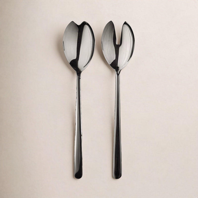 Linea Stainless Steel Salad Servers, Black Gold