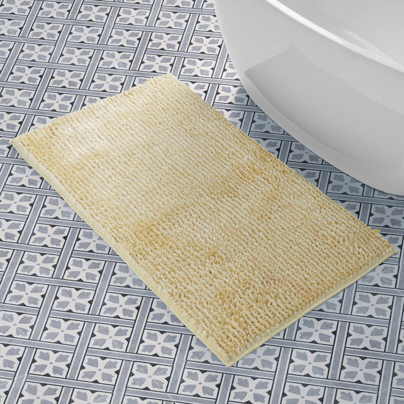 Laura Ashley Butter Chenille Bath Rug, 27" W x 45" L, Yellow