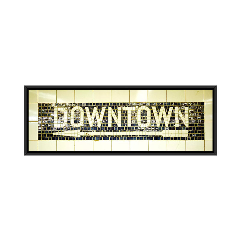 «New York City, Subway Sign», art textuel sur toile, H 20 po x l 60 po x P 1,5 po, Cadre noir