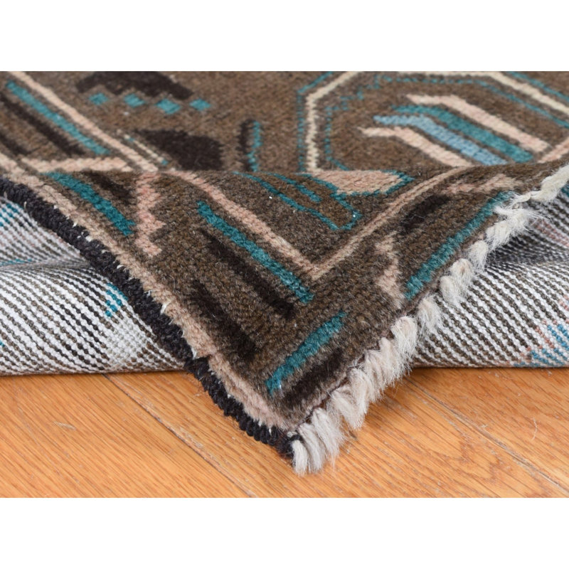 Tapis oriental en laine pure noué à la main 6 pi 8 po x 9 pi 9 po brun taupe CE8549F68C25494FB843CD584156A3DB
