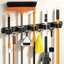 Support mural robuste en acier inoxydable pour porte-balais avec 5 supports et 4 crochets - Rangement pour garage et buanderie auto-adhésif ou à visser pour balais, vadrouilles et outils