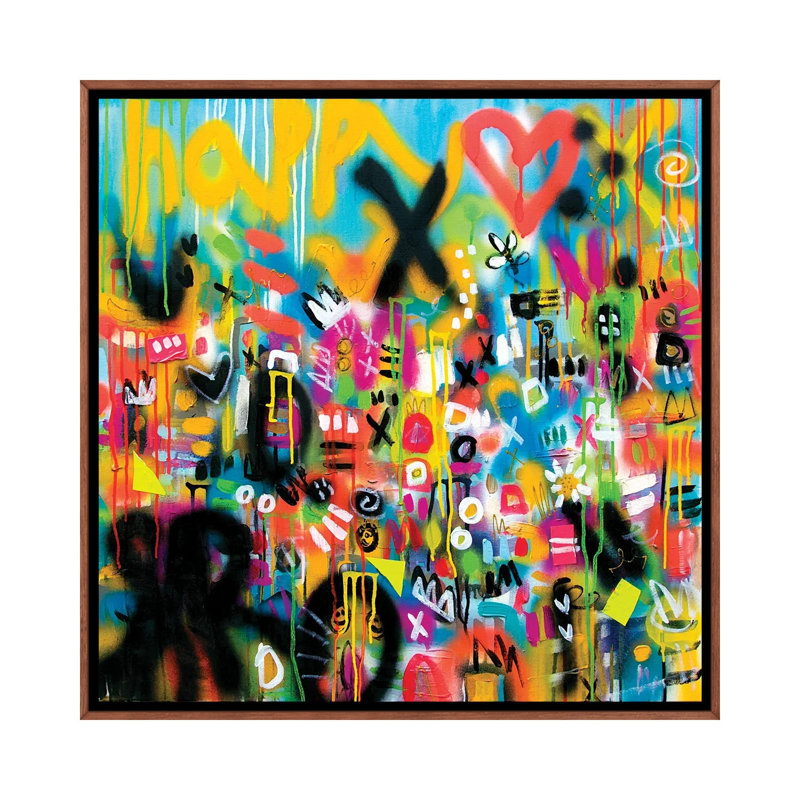 «Happy Heart», reproduction d'art murale encadrée, Brun, Reproduction encadrée sans passe-partout, H 18 po x l 18 po