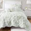 Ensemble de couette réversible à volants en microfibre 3 pièces, vert, pour lit simple/simple XL
