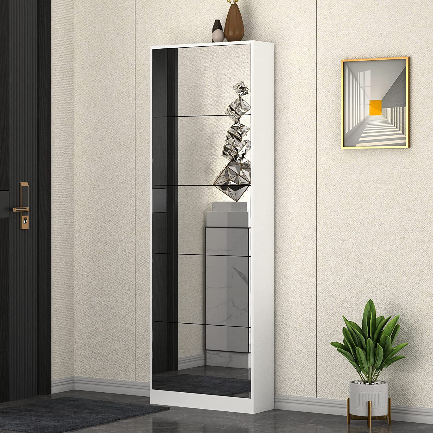 Shoe cabinet 2025 with mirror door