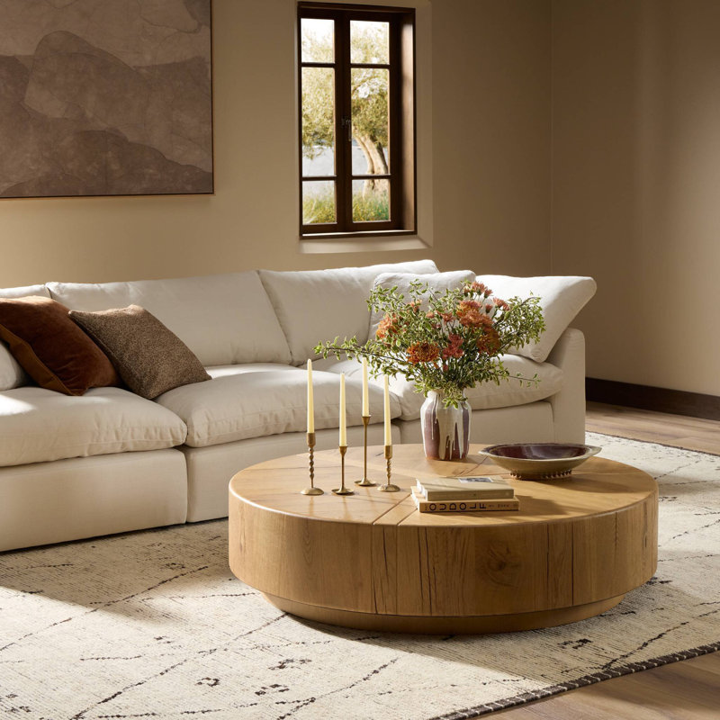 Renan Oak Round Coffee Table, Light Brown