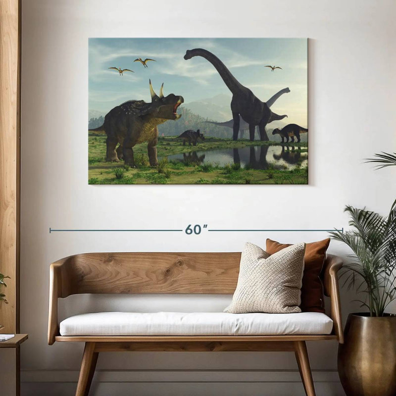Monde des dinosaures, H 30 po x l 45 po