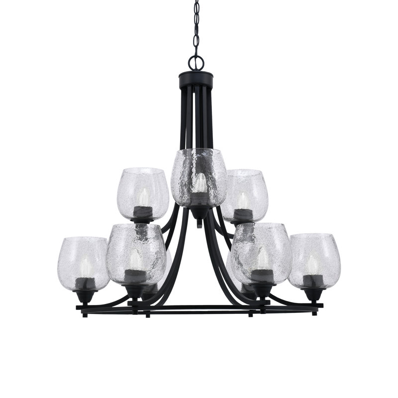Paramount 9 Light Uplight Chandelier, Frosted Clear