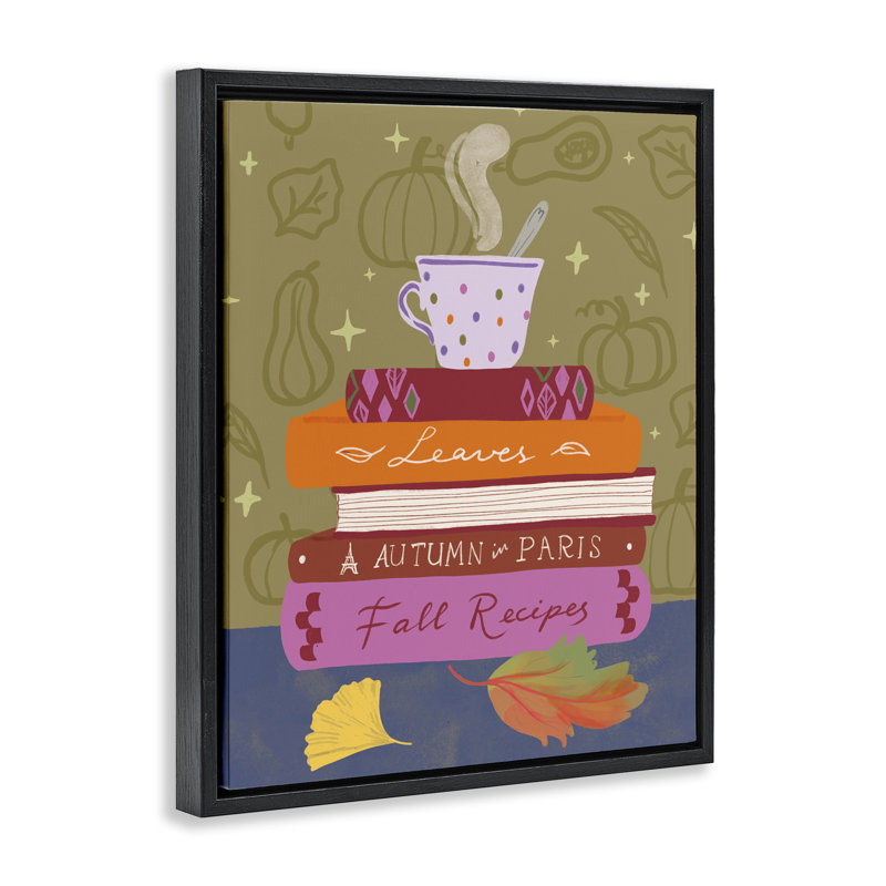  Autumnal Mug on Bookstack Canvas Wall Art by Be Ni La, Noir, noir, noir, noir, H 21 po x l 17 po