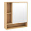Armoire murale de salle de bain avec miroir, porte simple, 3 tablettes ouvertes et tablette réglable naturelle-129204854