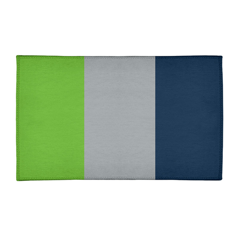 Tapis à rayures de football gris seattle, Rectangle 2 pi x 3 pi