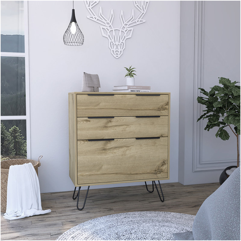 Commode 3 tiroirs Kirsage Chêne clair
