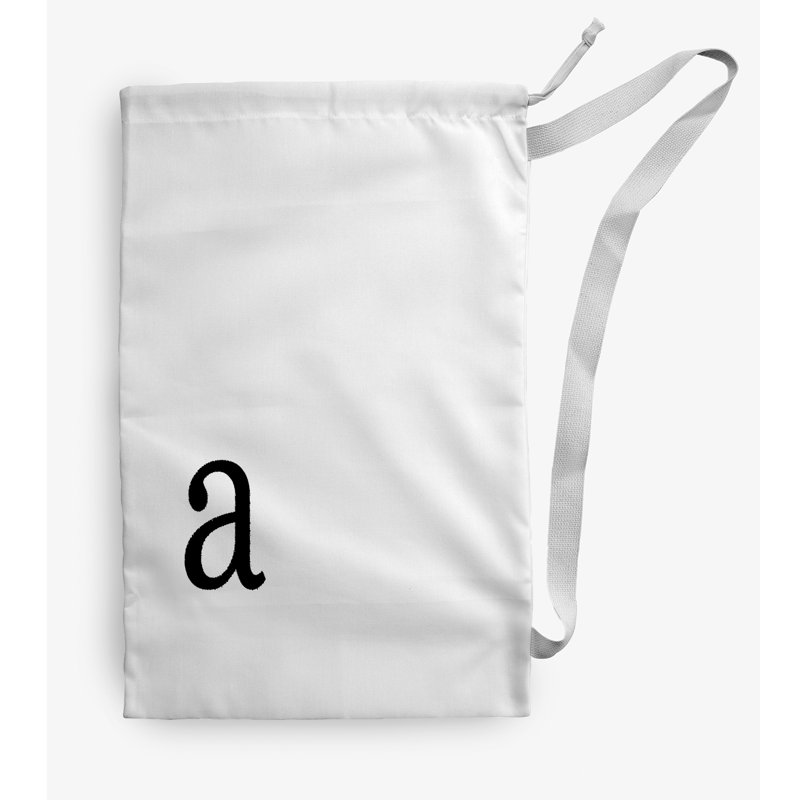 Sac à linge Monogram, Petit (H 29 po x l 18 po), Blanc / noir