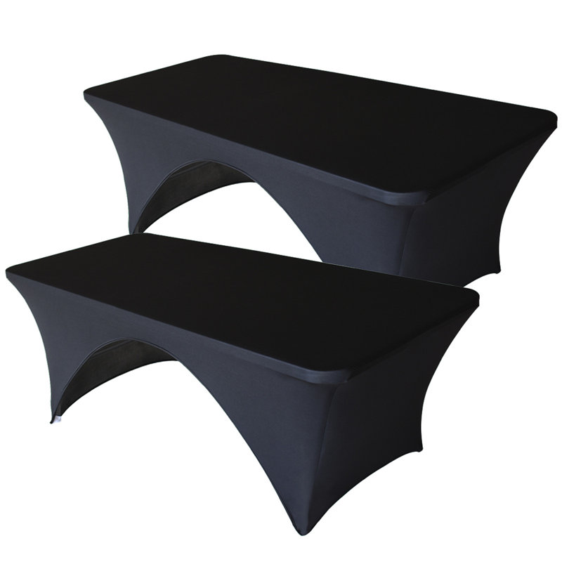 Eider & Ivory™ Rectangular Fitted Spandex Table Covers For Folding Table, Black, 48" x 30", 2