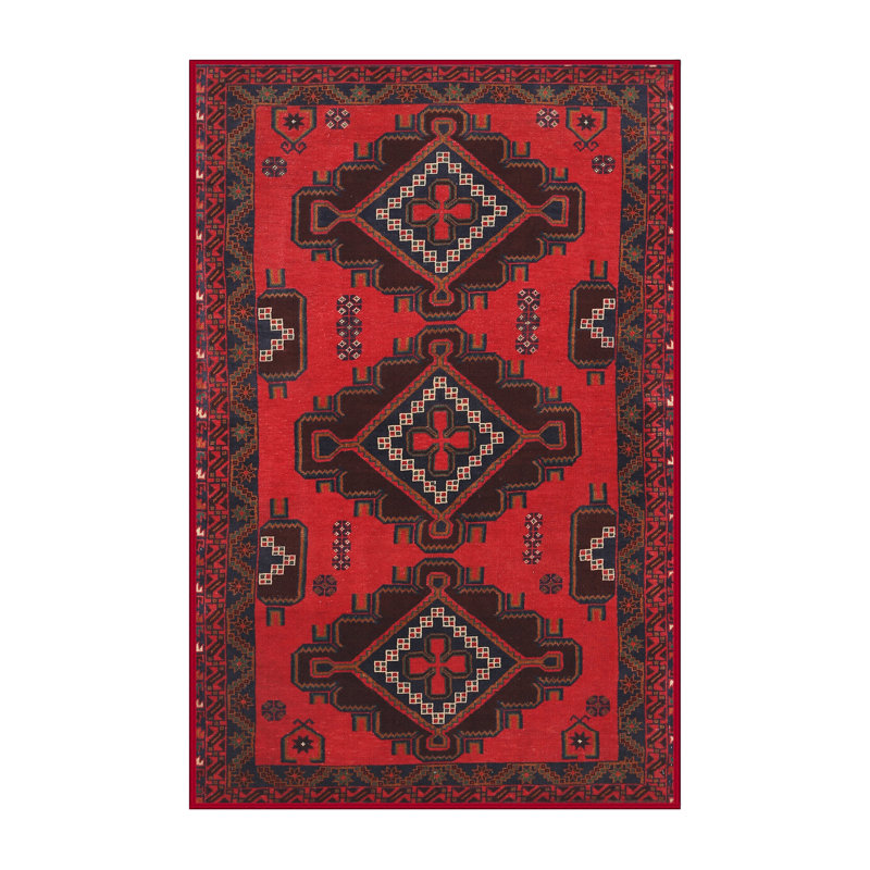 Tapis traditionnel rouge / noir Sefrou, Rectangle 8 pi x 10 pi