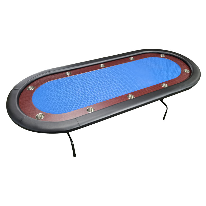 Table de poker 96 po INO Design pour 10 joueurs de poker Baccarat Texas Hold'em avec pieds pliables, Bleu et noir