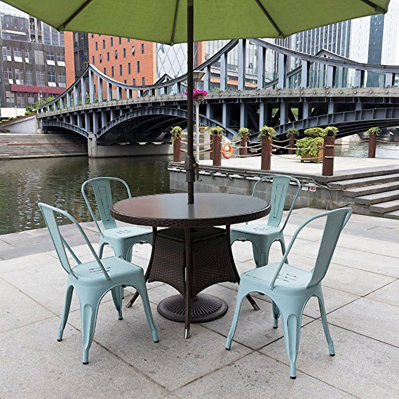 Ensemble de 4 chaises de salle à manger empilables Perdomo , bleu