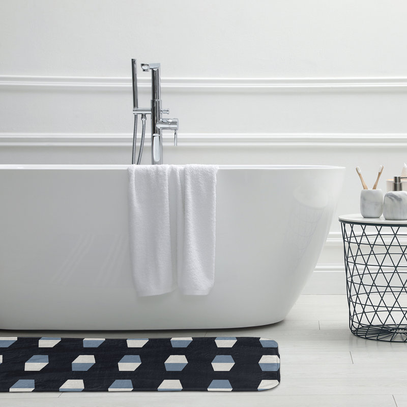 Tapis de bain quilles, L 17 po x L 24 po, Bleu