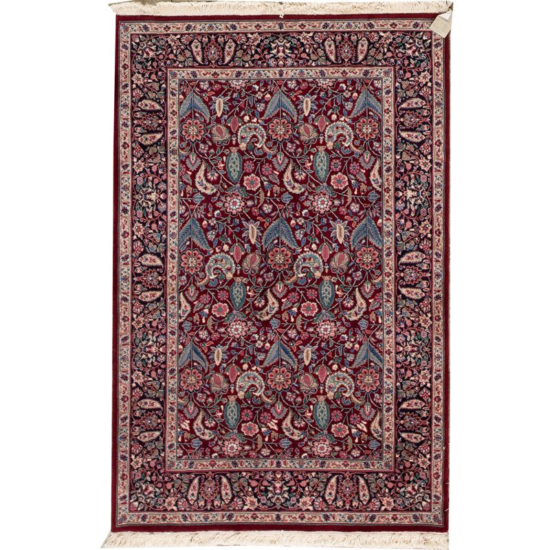 Jahan Wool Oriental Area Rug in Wine/Navy