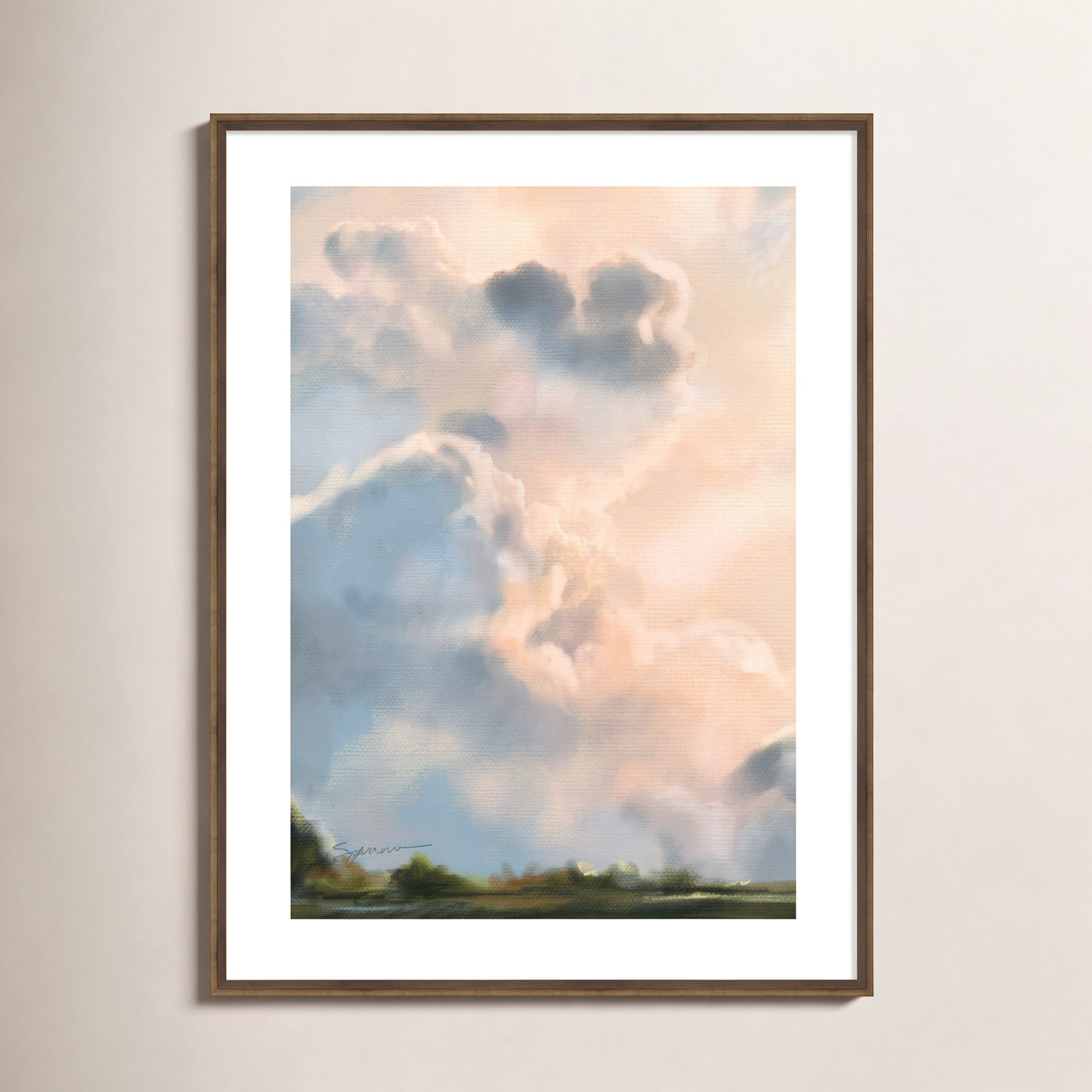 Miraval "Cloud I" Print by Mary Sparrow, 30" W x 41" H x 2" D, Bronze Framed
