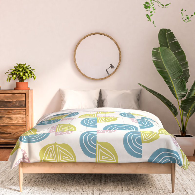 Mirimo Cotton Channel Geometric Shapes Comforter, Queen Comforter