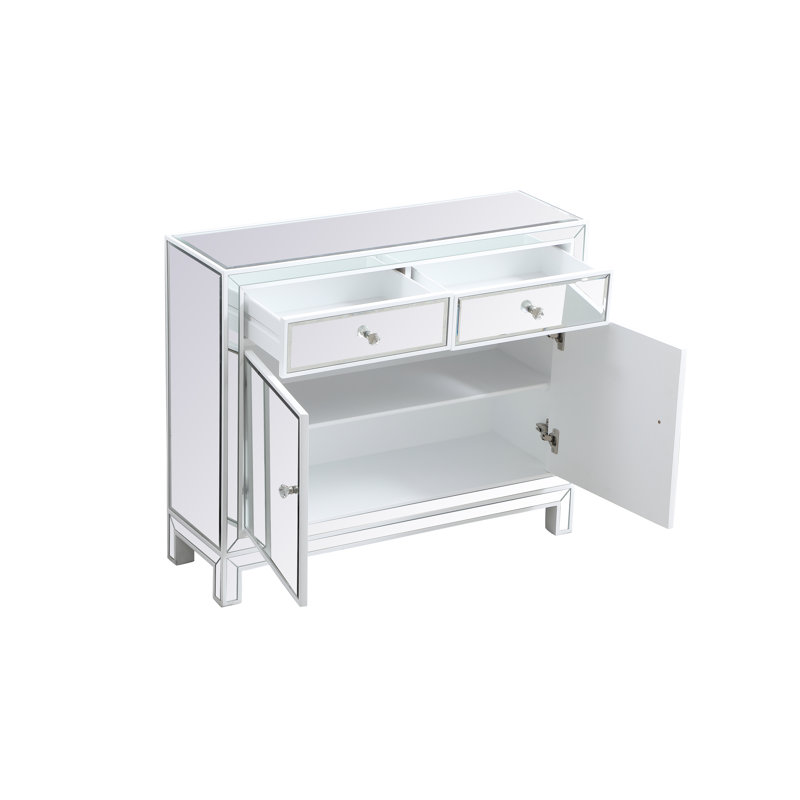 Latasha 38" W 2-Drawer Mirrored Solid and Manufactured Wood Chest , White
