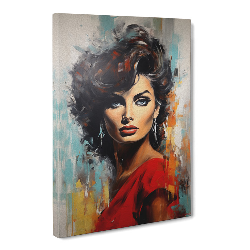 Sophia Loren Hard Edge Painting - Print, 50cm H x 35cm W x 3cm D