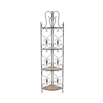 Charlton Home® Hanah Iron Standard Baker's Rack with Wooden Shelves ...