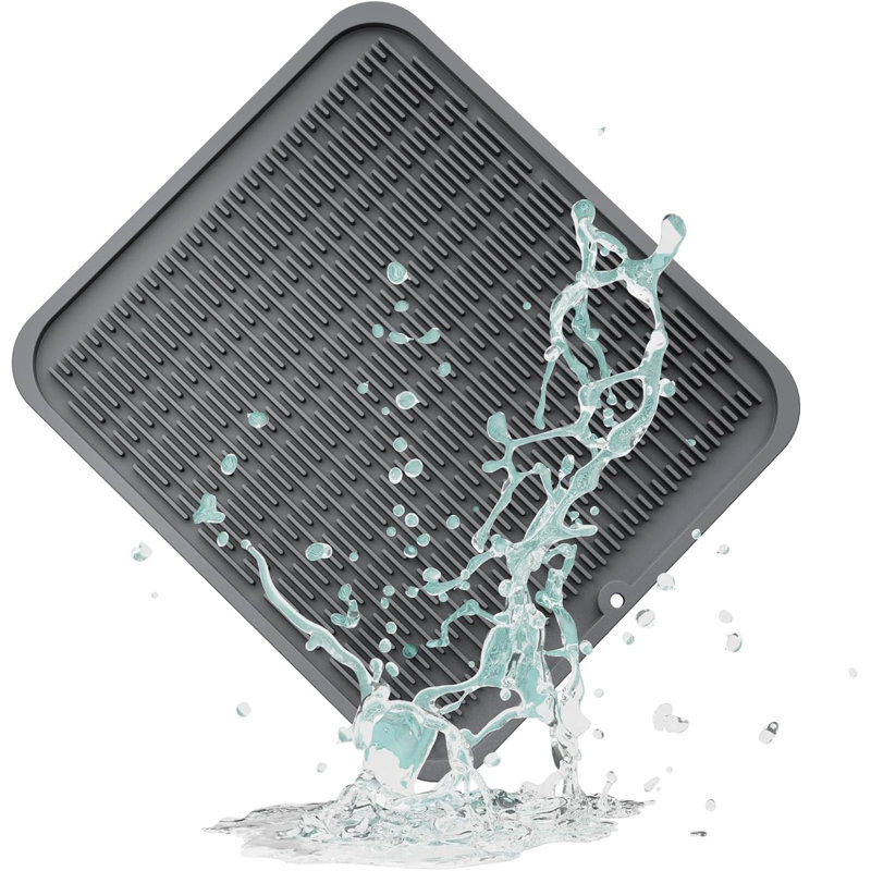Silicone Dish Drying Mat For Kitchen Counter, Eco-Friendly Quick Dry Dish Mat, Easy Clean Multi Usage Drying Matt, Heat Resistant Trivet, 16" X 18" XL,