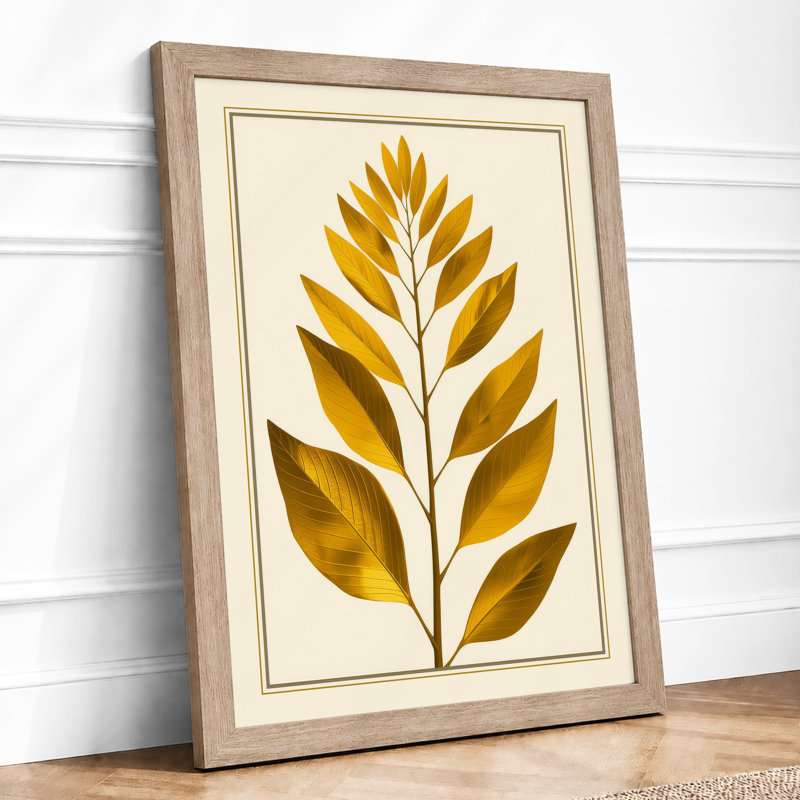 Single Stem Study Botanical - Framed Print, A2 - 59.4 x 42.0 cm, Oak