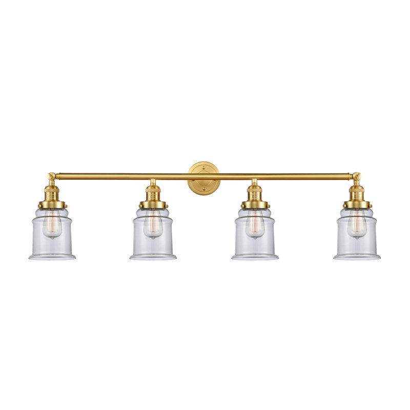 Galaviz 4 - Light Dimmable Vanity Light, Clear, Satin Gold, 6 Watt Vinage LED Bulb