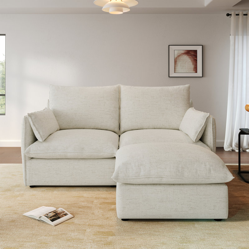 Upholstered Cloud Sofa, Modular Sectional Sofa, Modern  Down Filled Comfort Sofa With Romvable Cover For Living Room, Deep Seat