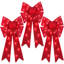 Set Of 3 Pre-Lit Christmas Bows, Indoor/Outdoor LED Holiday Decor W/ 8 Light Functions - Red