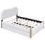 Lit plateforme double rembourré pleine grandeur avec pieds de support en bois et lit gigogne simple, blanc-1328240856