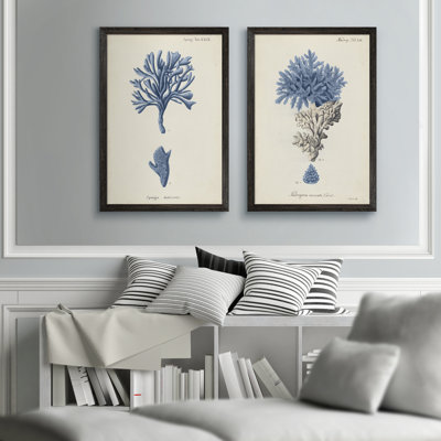 « corail antique en bleu marine iii » par vincent van gogh, ensemble de 2 reproductions d’art sur cadre photo