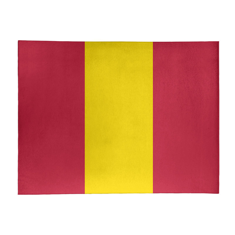 Tapis rouge rayé/jaune St Louis, Rectangle 5 pi x 7 pi