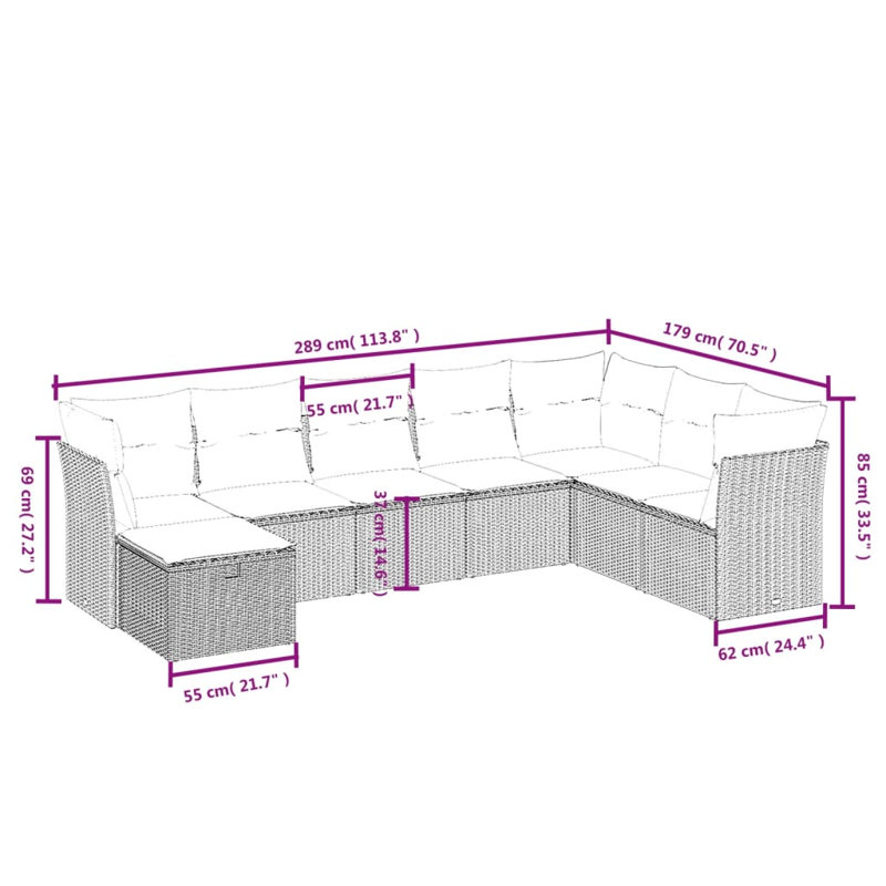 Ensemble de canapé de jardin Vidaxl