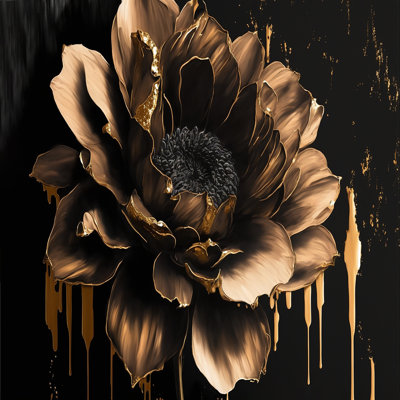 Black And Gold Dahlia - Dahlia Canvas Prints