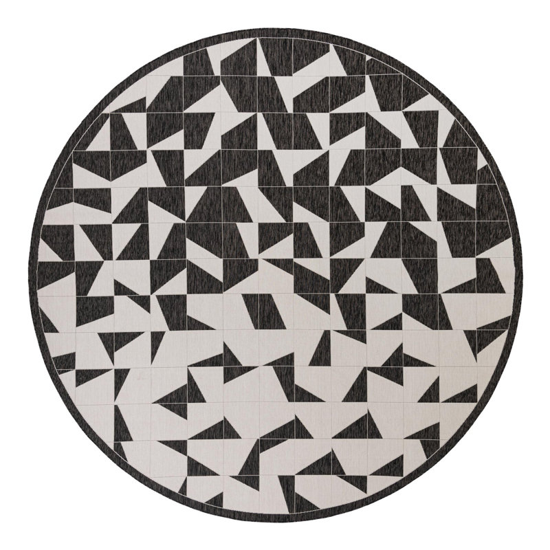 Outdoor Modern Indoor/Outdoor Area Rug, Round 13'1"
