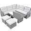 Mobilier de patio beige avec repose-pieds réglables et tables d'appoint inclinables pour l'extérieur