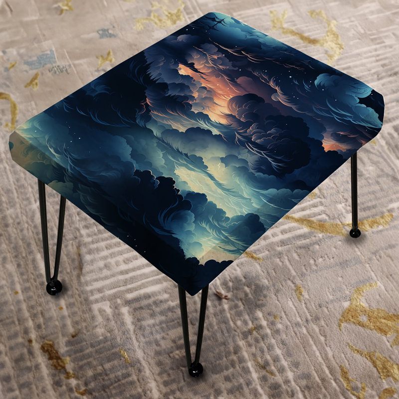 Noir Skies Moody Patterns - Abstract Rectangle Ottoman