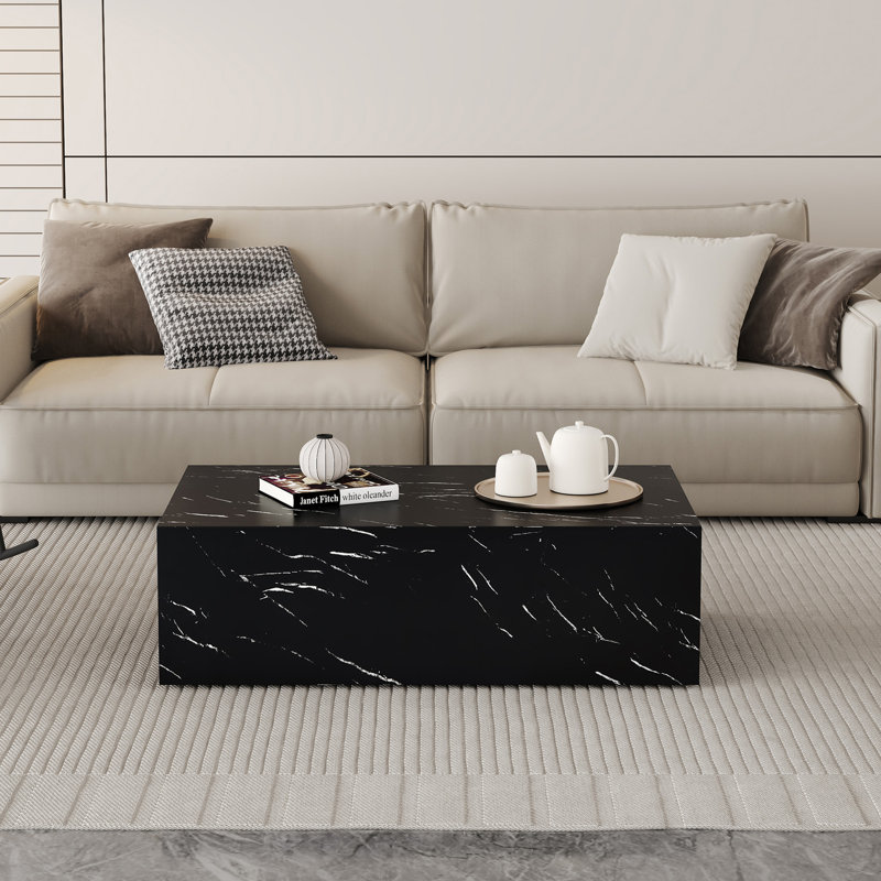 Stone Pattern MDF Coffee Table, Black
