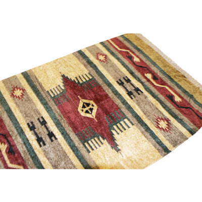 High-Quality Hand-Knotted Red And Beige Area Rug