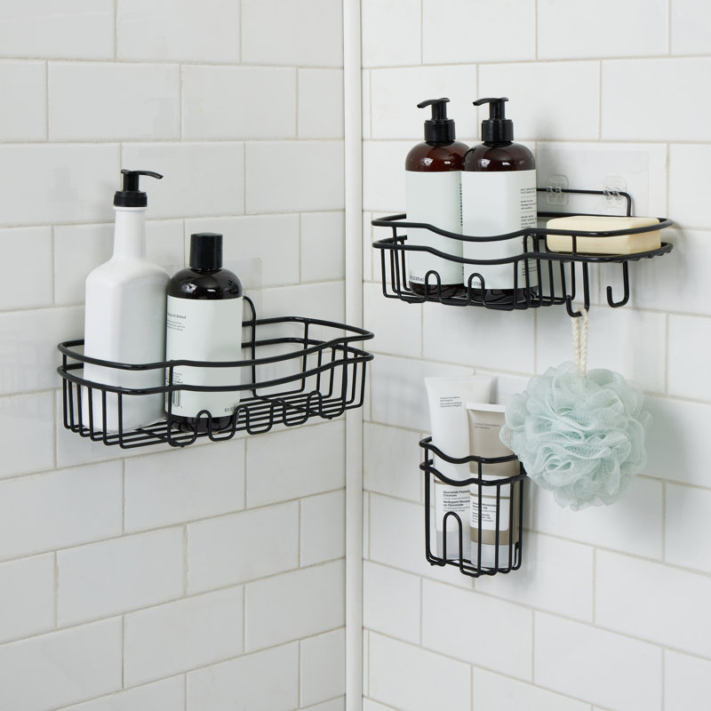  Ensemble de support de douche adhésif 3 pièces Ultimate en noir