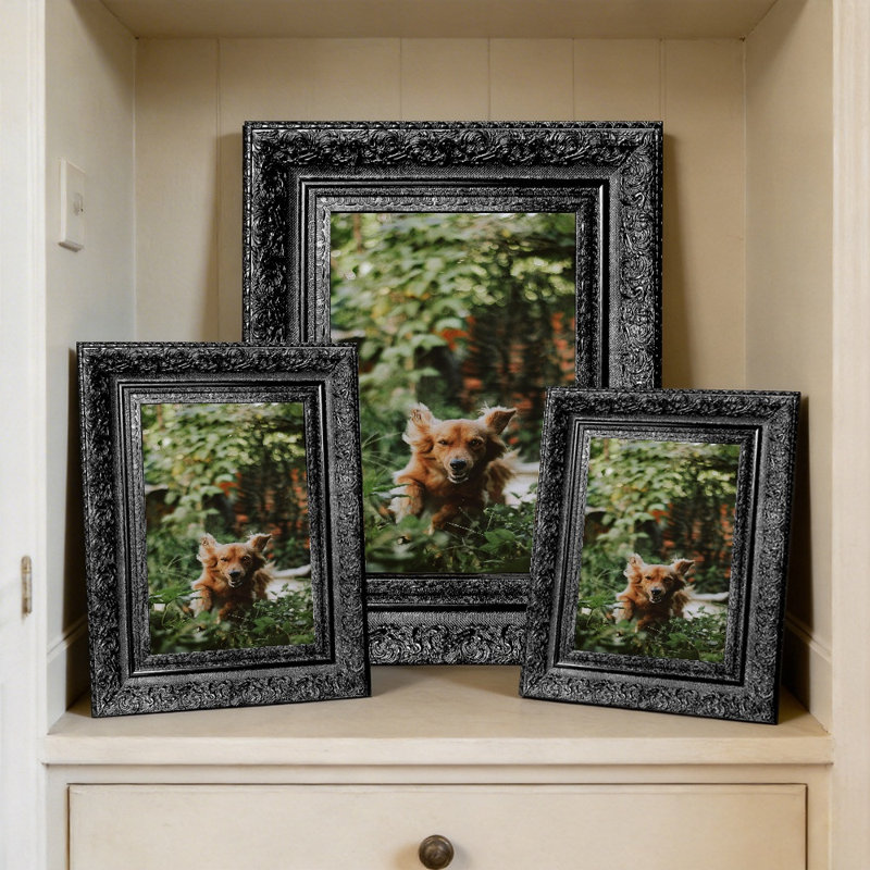 Cadre photo noir 3 pièces pour décor de cheminée 5 po x 7 po