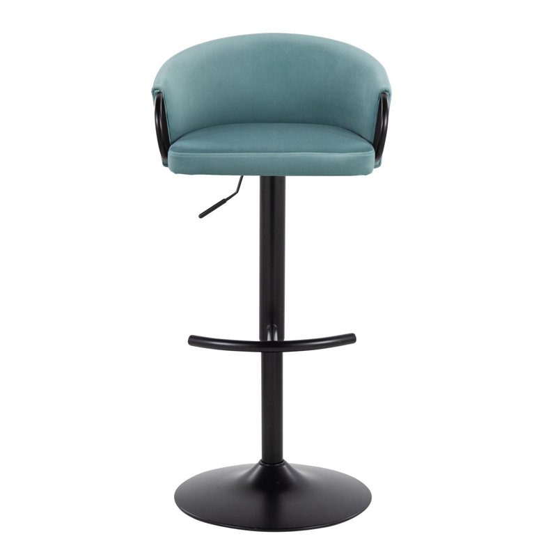 Claire Light Blue Velvet Adjustable Swivel Barstool Set