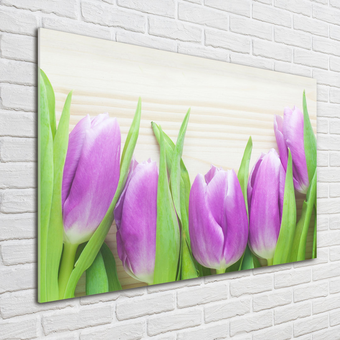 Glasbild Lila Tulpen