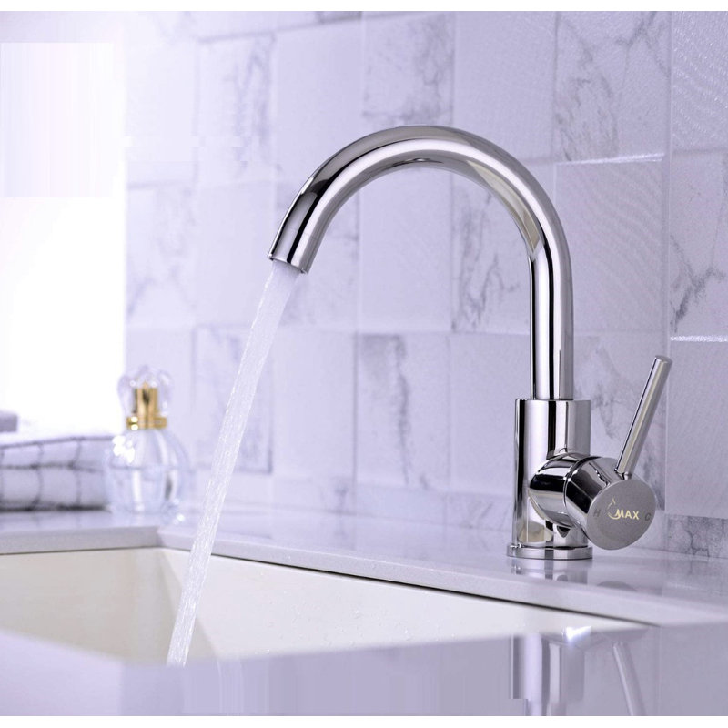 Robinet pour salle de bain à poignée latérale, Chrome